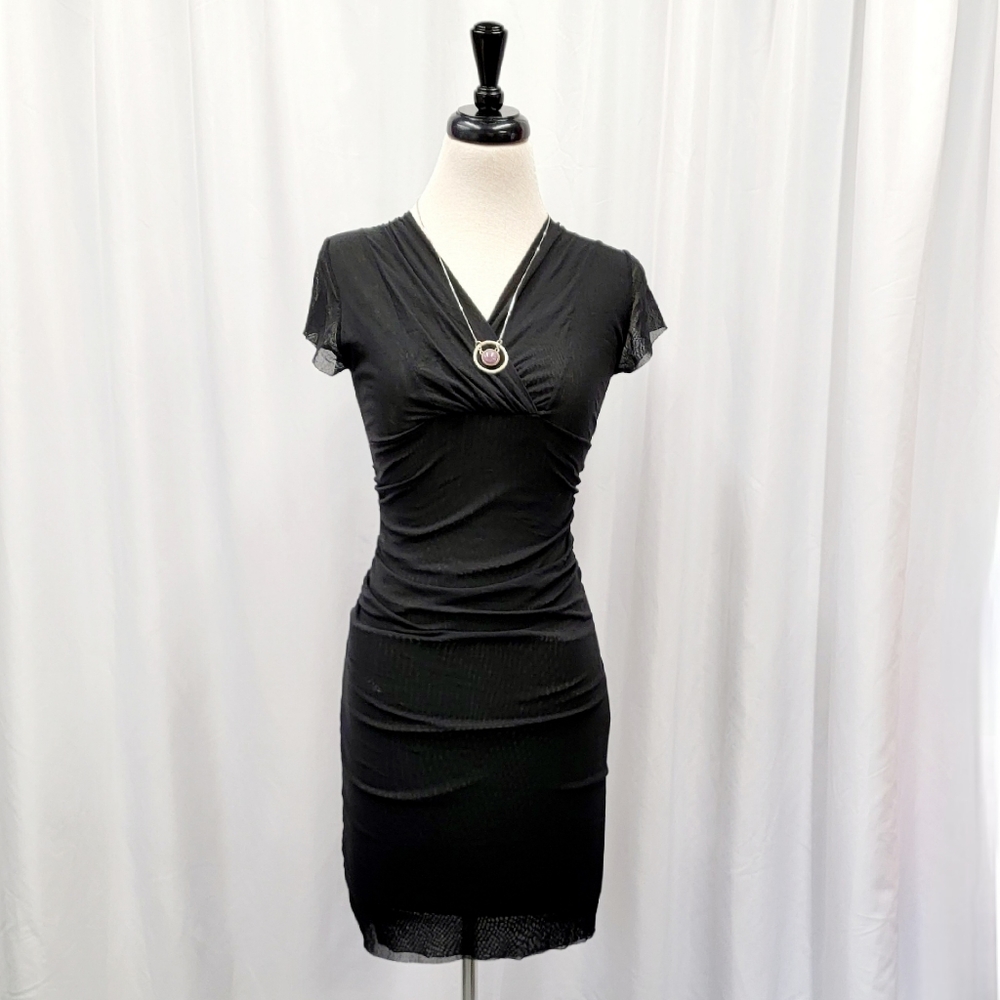 NEW Sweet Pea Black Naked LBD Sheer mesh Gothic Prom Witchcore dress Med Small